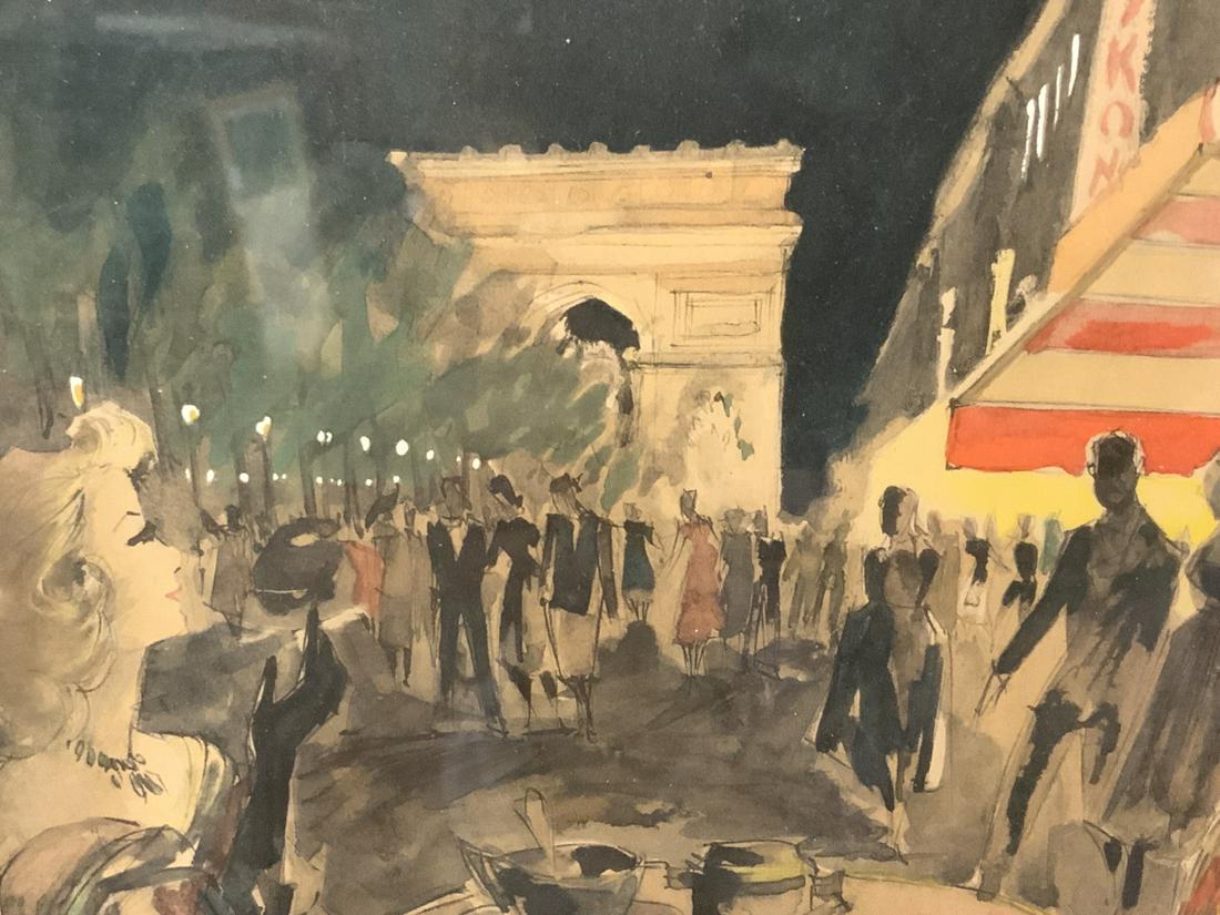 Technicolor Cinema Night, Watercolor by Herbelot: Franz Herbelot watercolor. Night At The Cinema Dimensions: 8 1/2" X 10" and 13 1/2" X 15"