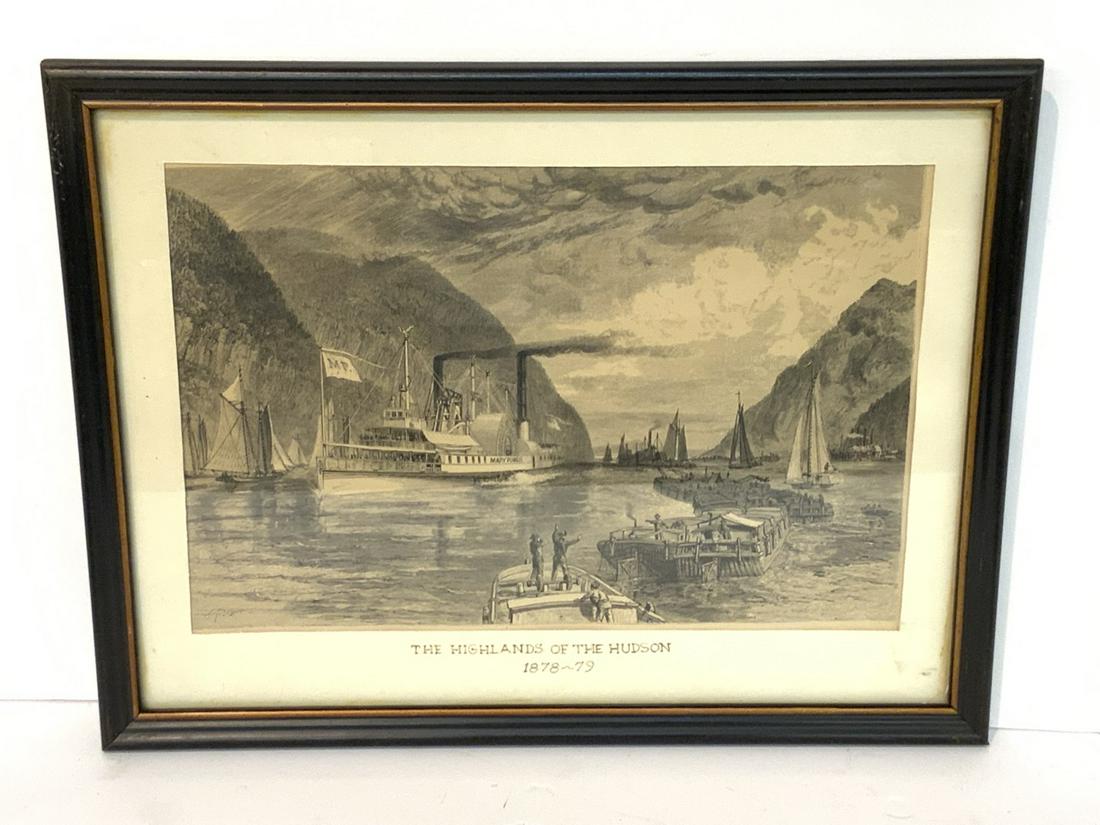 Engraving Of Hudsons On Highlands by Mary Powell: Highlands Of The Hudson 1879-1879 with Mary Powell in view. Dimensions: 13" X 17"