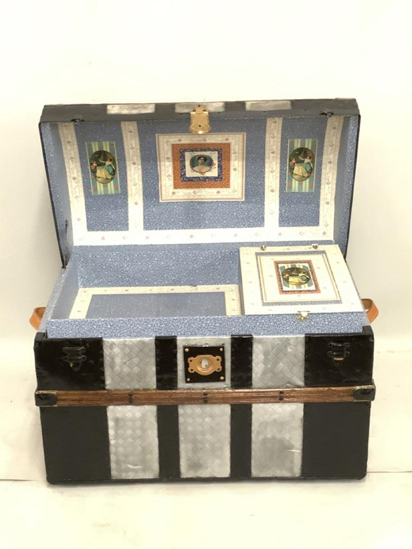 Large Victorian Steamer Trunk: A large Victorian steamer trunk. Restored with new liner and prints. Very nice piece, ready to use. No shipping available.