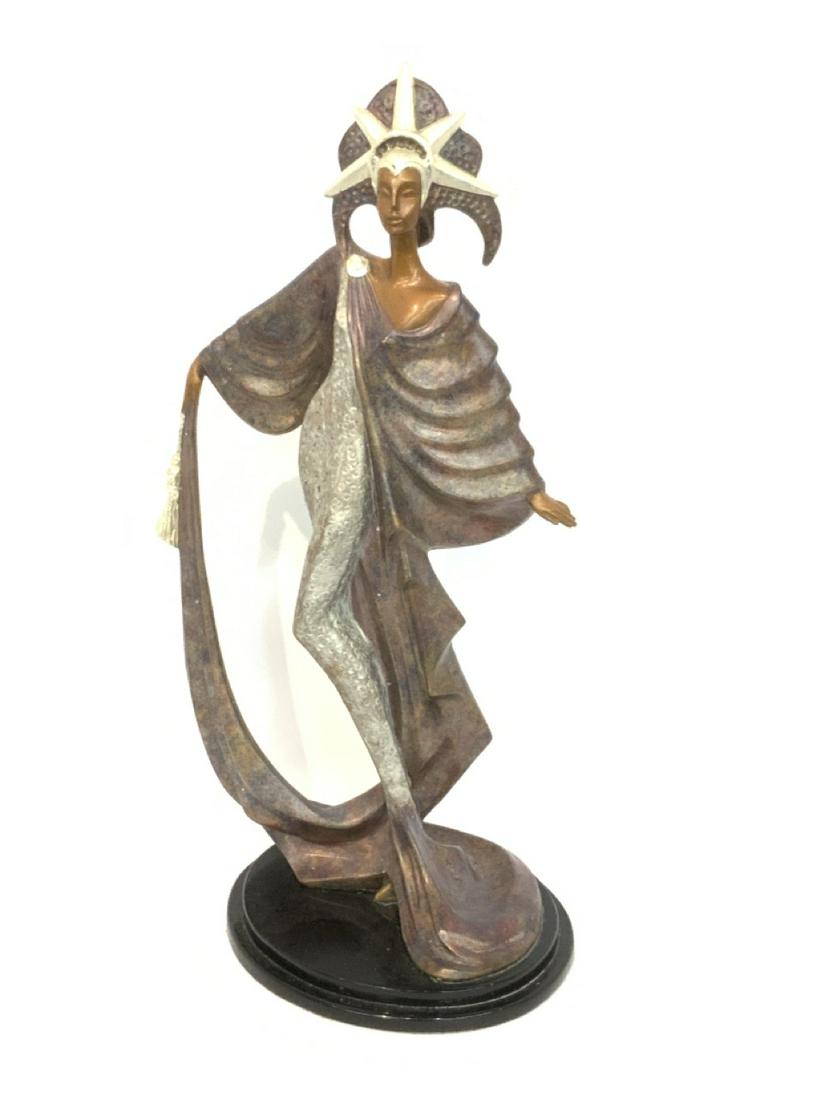 Art Deco Style Bronze Female Statue: Art Deco Style Bronze Sculpture In The Style Of Erte. Signed by Daner Austin Sculptures c.1991 307/750 Dimensions: 17" X 5 3/4"