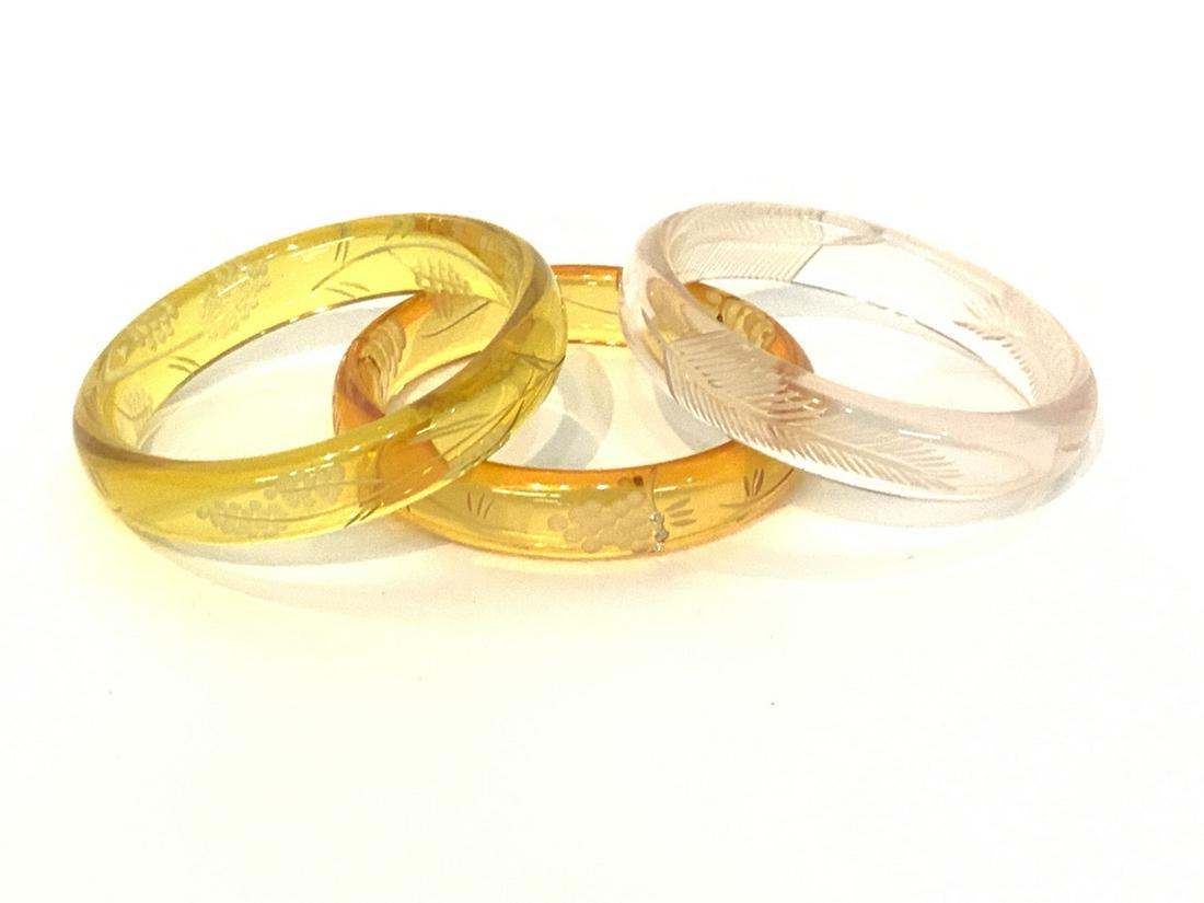 Three (3) Carved Lucite Bangle Bracelets (1 of 3)