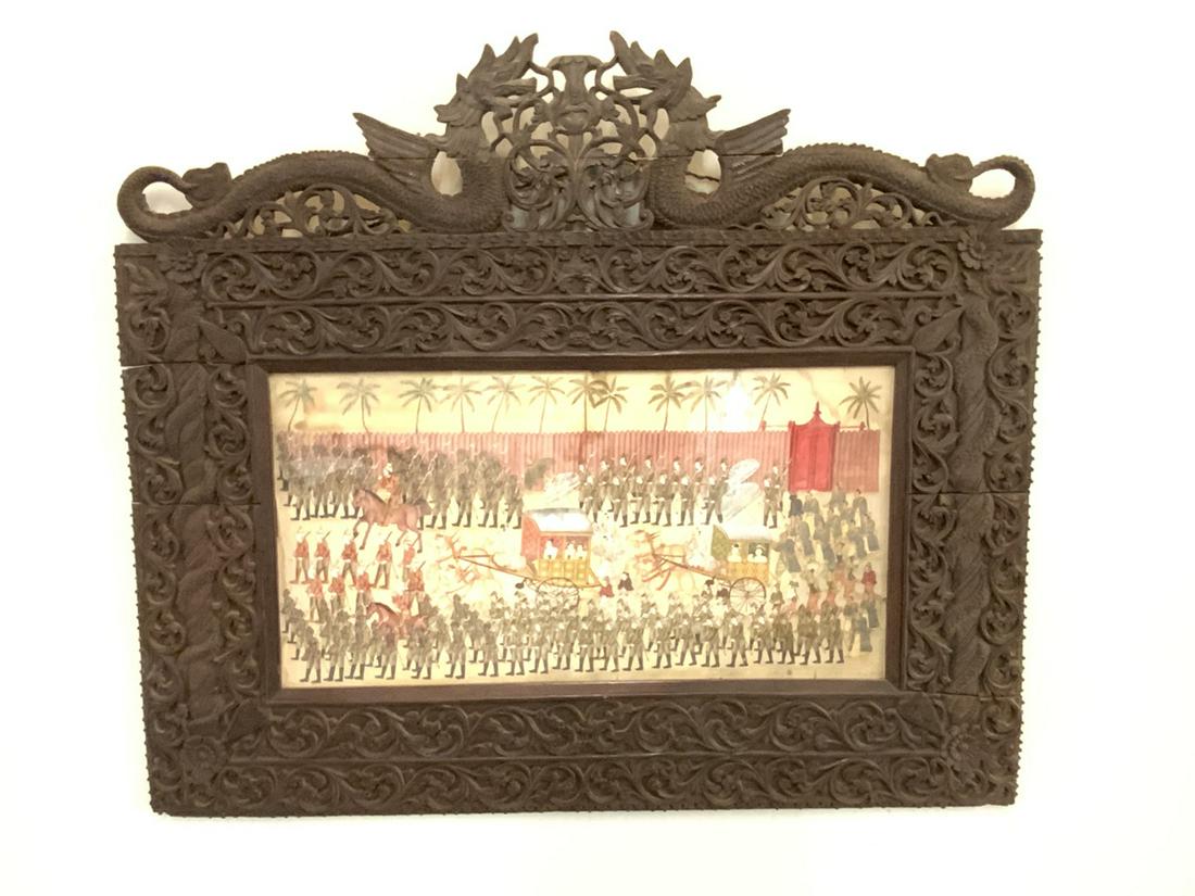 Persian Panel Oil On Silk Processional w/ Militia (1 of 9)