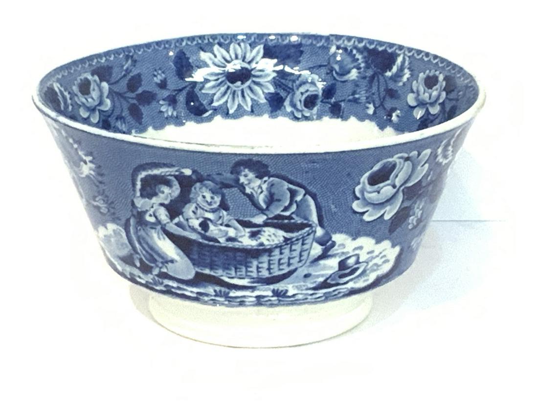 Clews Staffordshire Blue Transfwerware Childrens Bowl (1 of 5)