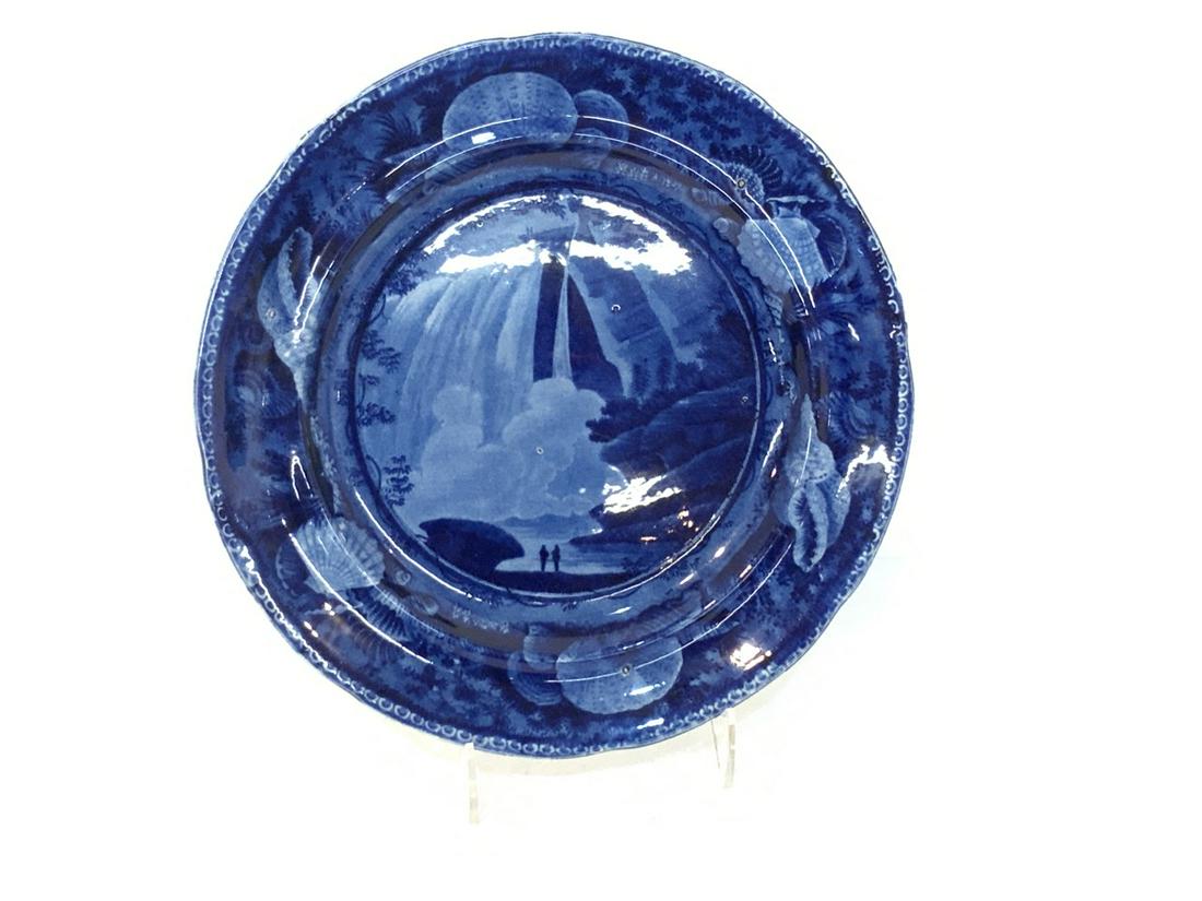 Historical Blue Staffordshire "Niagara Falls" Plate (1 of 3)