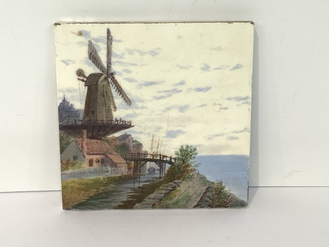 Minton China Works Tile "Windmill Scene" (1 of 4)