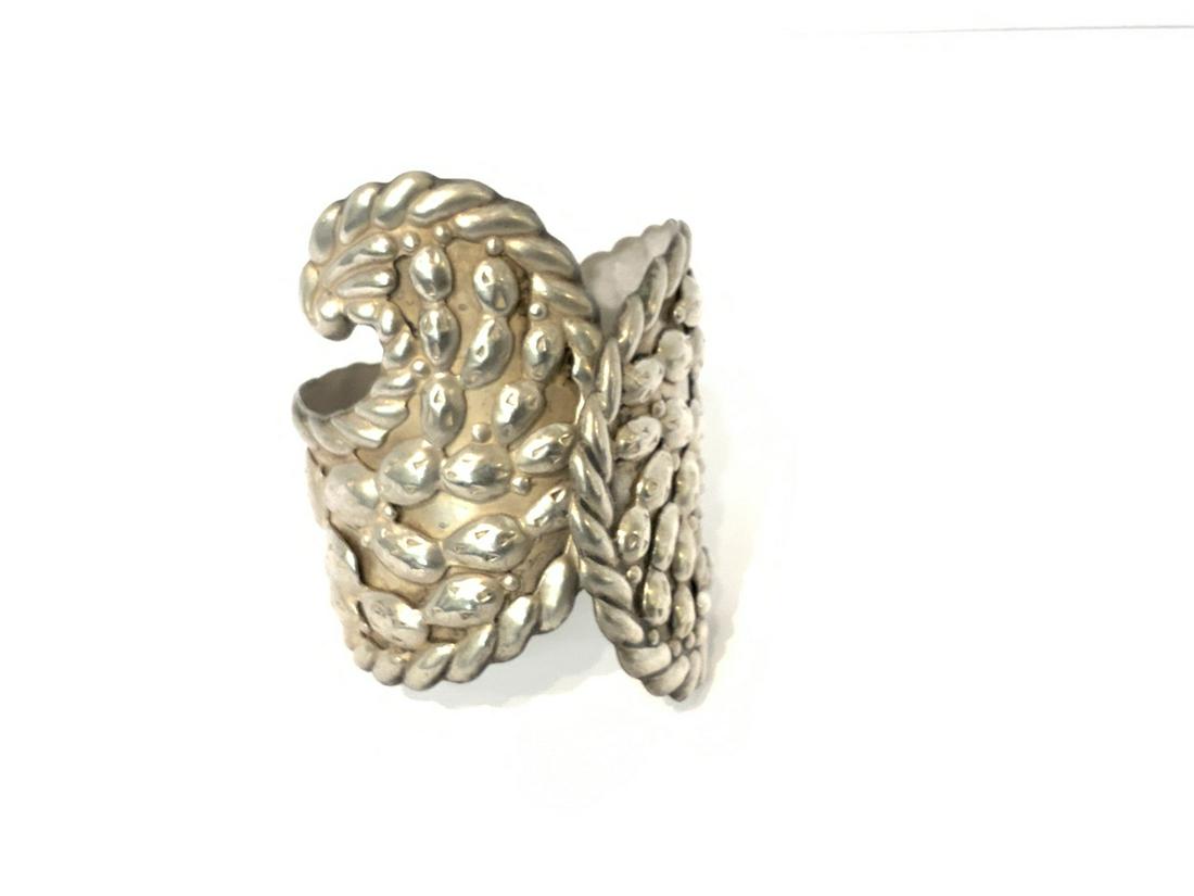 Mexican Taxco Sterling Silver Hinged Cuff Bracelet (1 of 4)