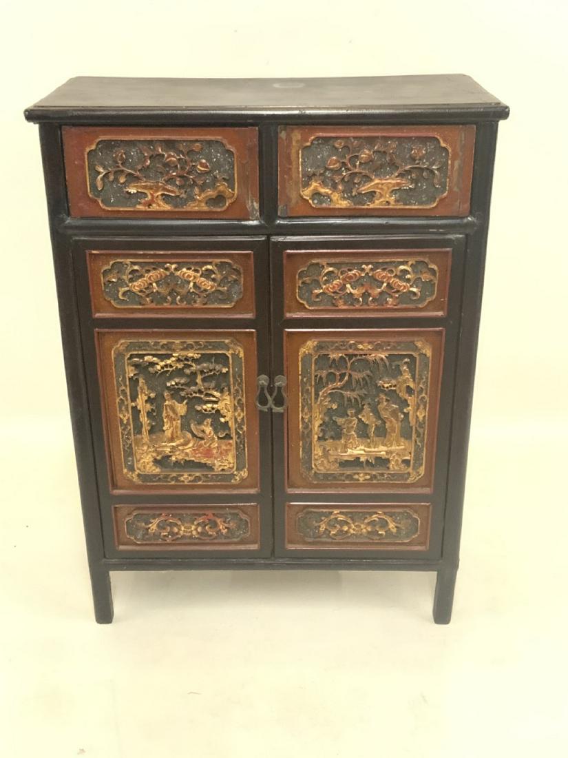 Antique Chinese Red Lacquered Cabinet (1 of 8)