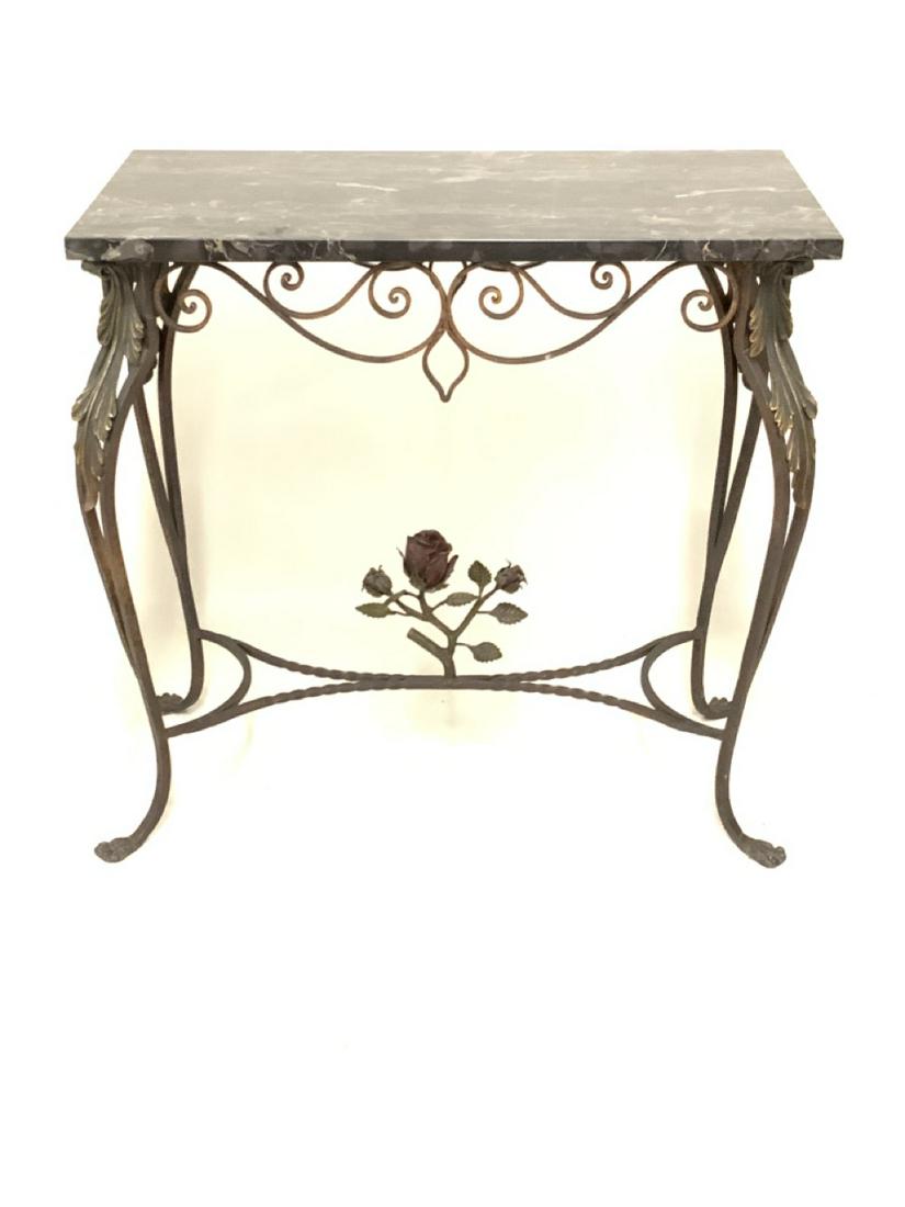 Fancy Antique Hand Wrough Iron Colored Rose Table (1 of 6)