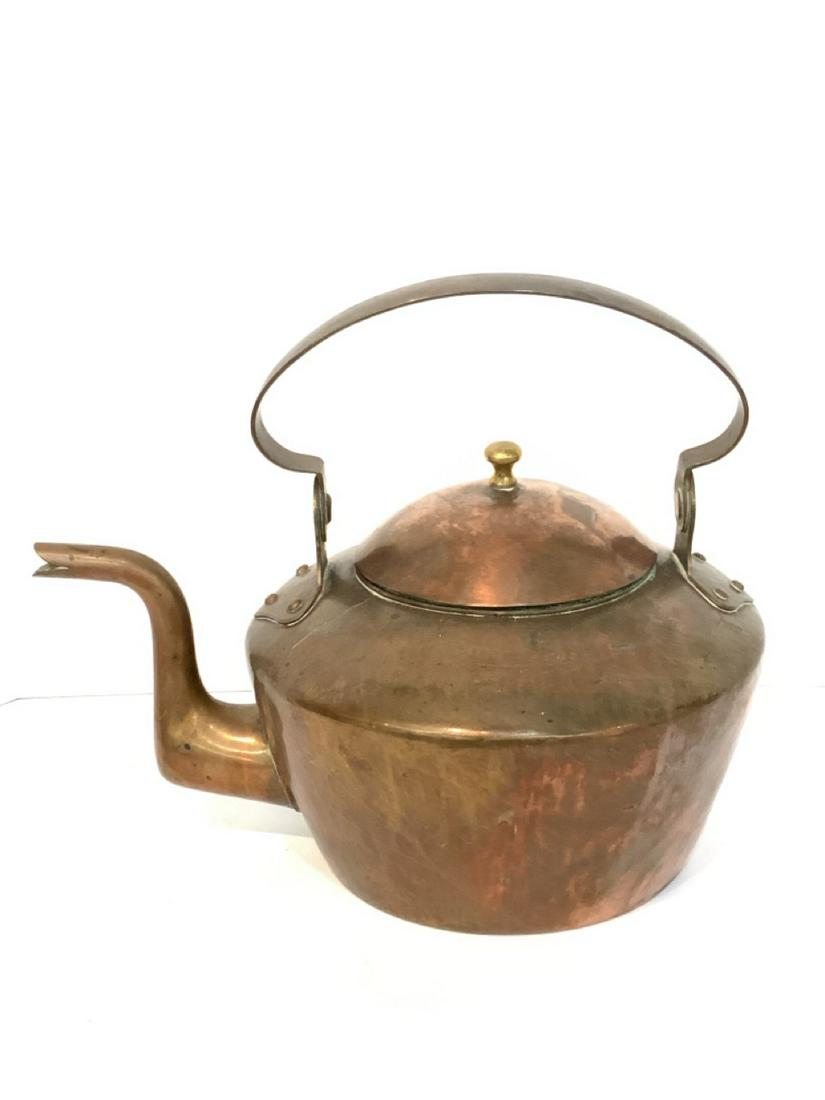 Lg. Antique Copper Tea Kettle (1 of 6)
