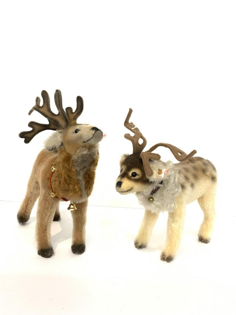 Steiff Reindeer/Stag “Renny” 2003 & “: Steiff reindeer and stag animals. Renny 10” x 11” Hirsch 11” x 10” Made in Germany. 2003 and 2004.