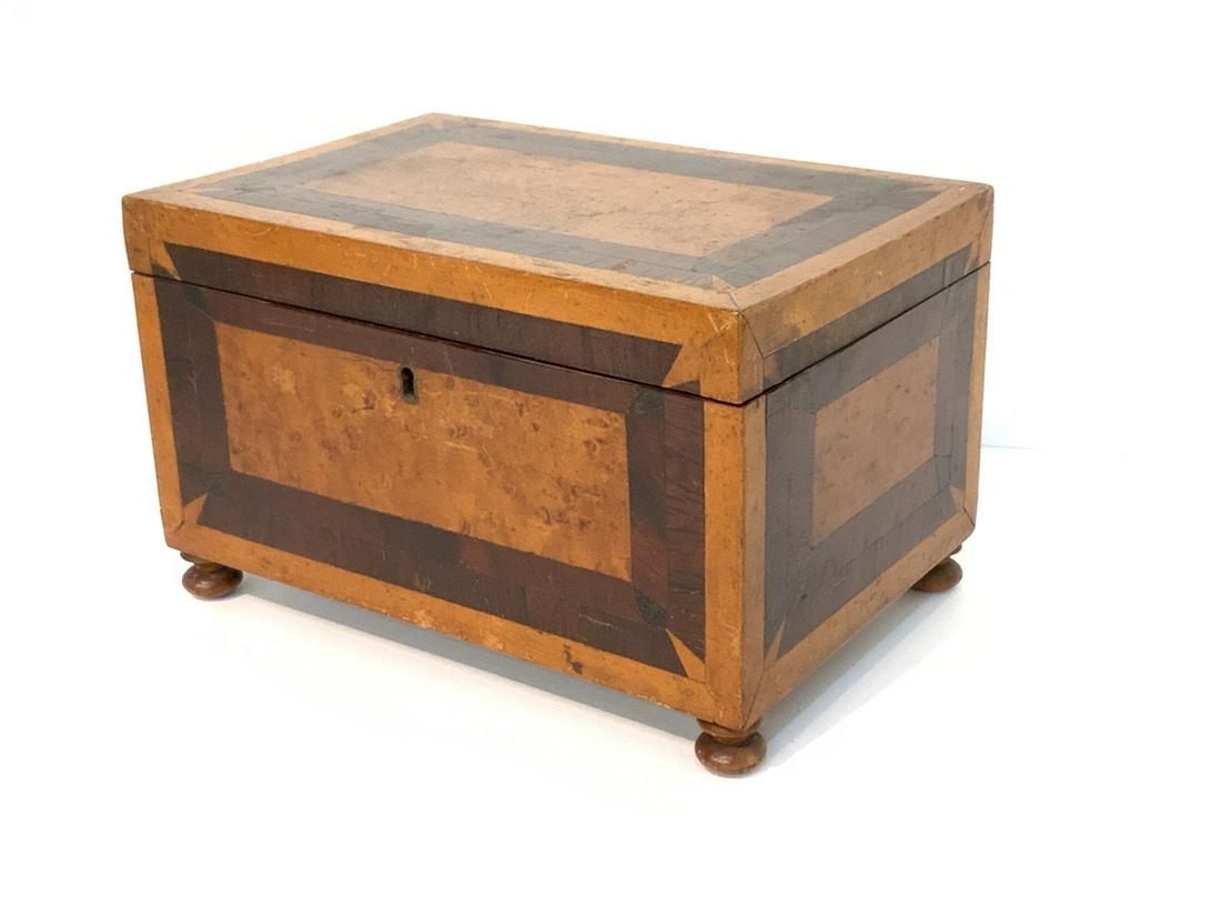 19th c. Maple And Walnut Marquetry Veneered Chest (1 of 5)