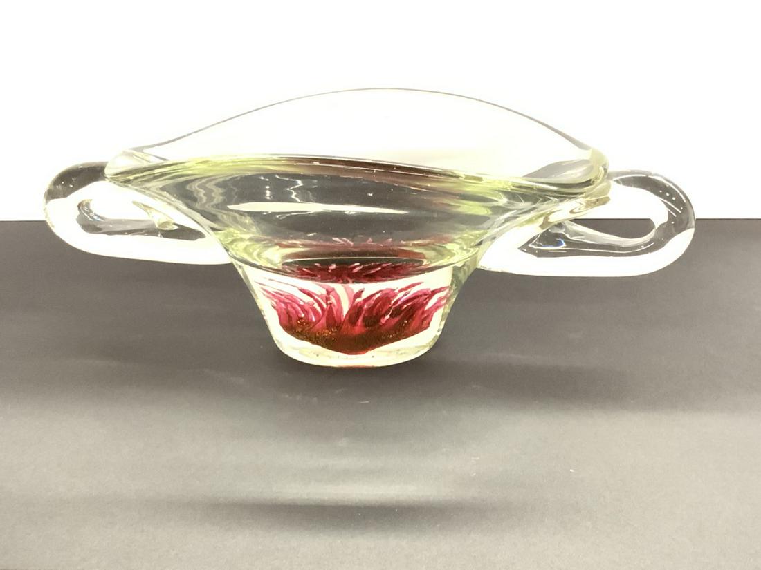 Murano Art Glass Bowl Gold Fleck And Flower (1 of 5)