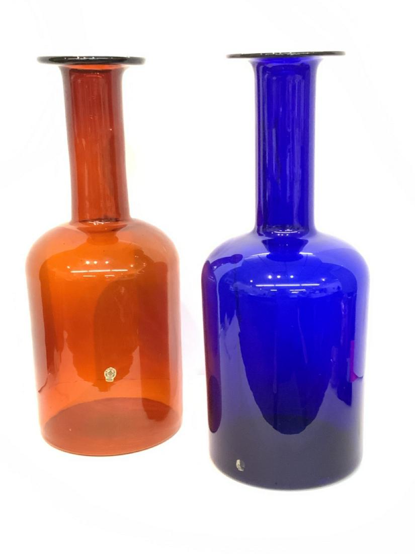 Danish Kastrup Large Bottle Neck Colored Glass Vases (1 of 5)