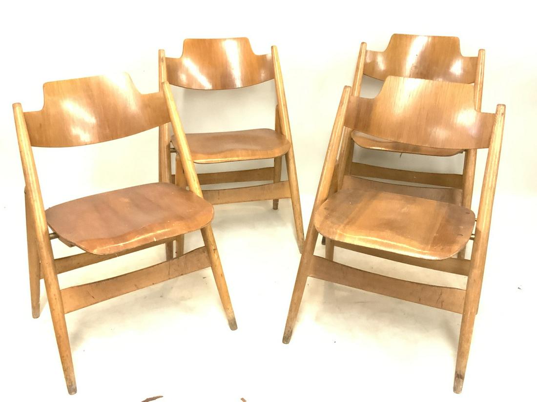 Set Of Four (4) Mid Century Modern Fold Up Chairs (1 of 4)