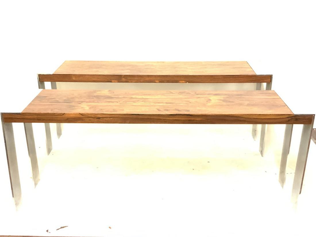 Milo Baughman Rosewood And Chrome Console Tables (1 of 8)