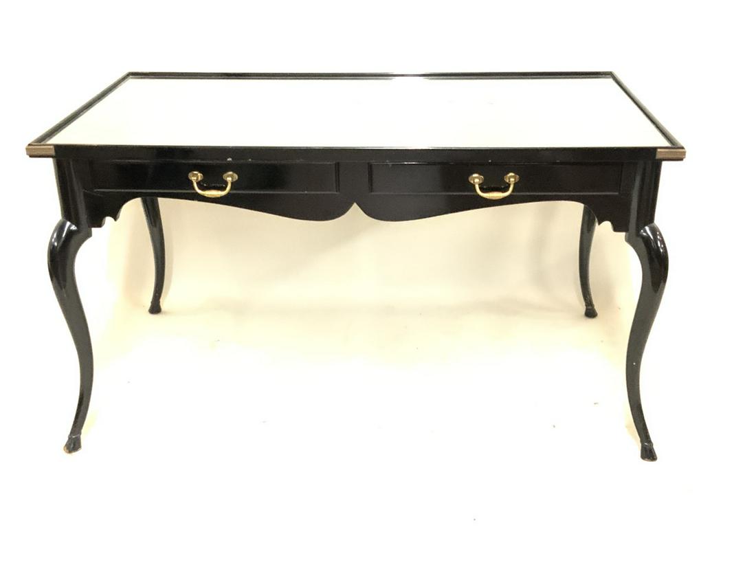 Black Lacquer Two (2) Drawer Writing Desk (1 of 7)