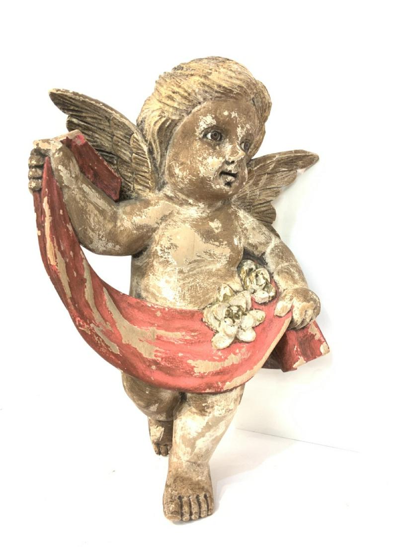 Wood Carved Architectural "Putti" (1 of 3)