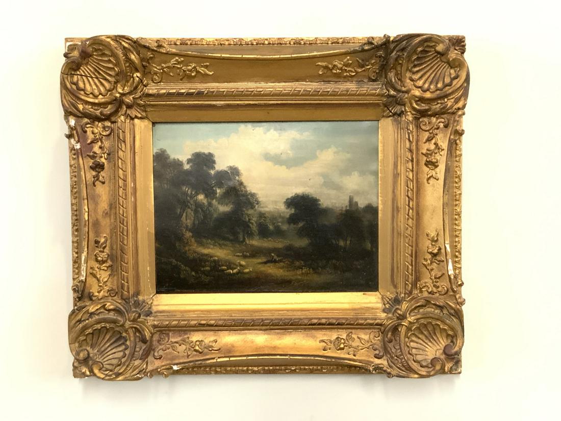 19th European School Shepherd In Landscape w/ Sheep (1 of 9)