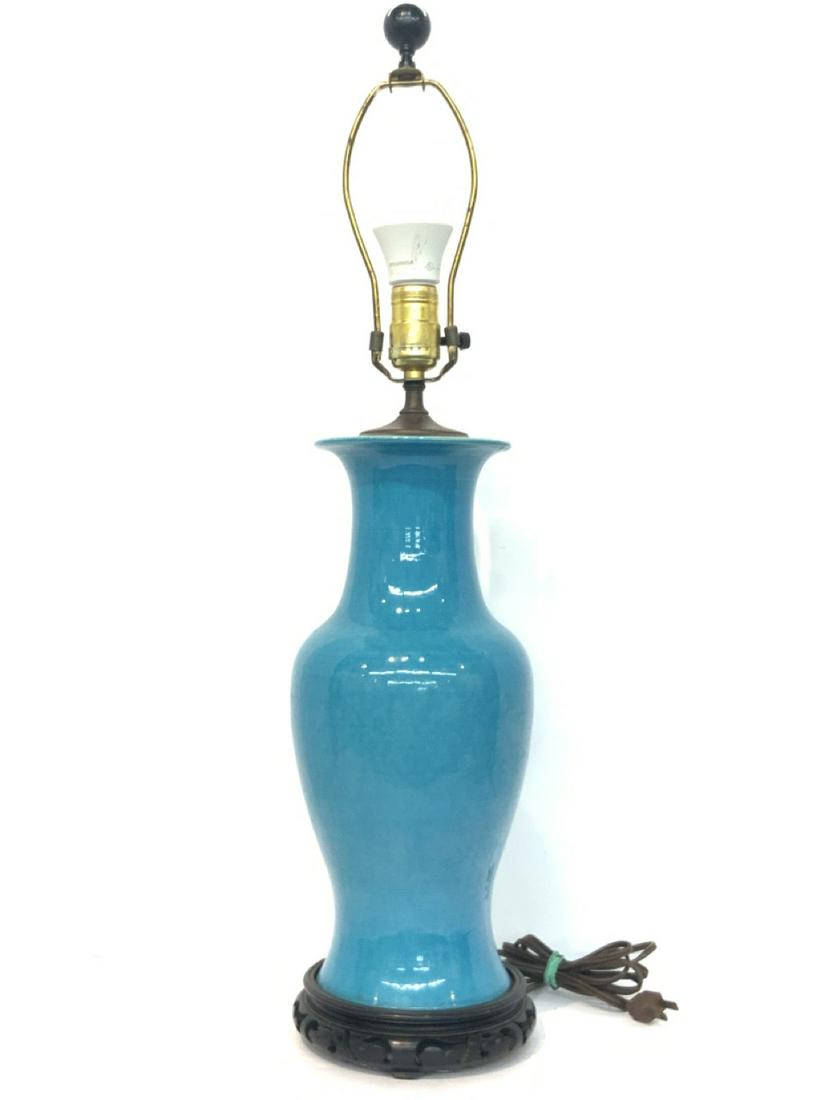 Chinese Turquoise Blue Glaze Lamp (1 of 4)