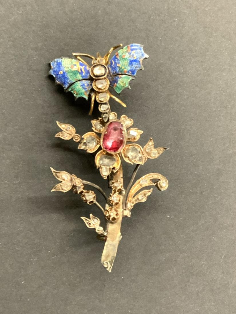 Estate Antique Enameled Butterfly Diamond And Ruby (1 of 5)