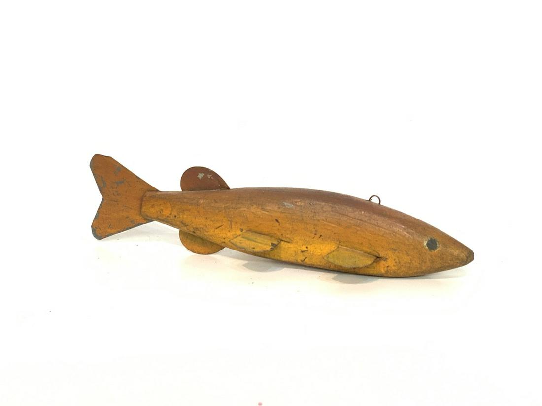 Vintage Wood Brown Trout Fish Decoy: Antqiue/Vintage wooden Brown Trout fishing lure/decoyDimensions: 6 3/4" length.