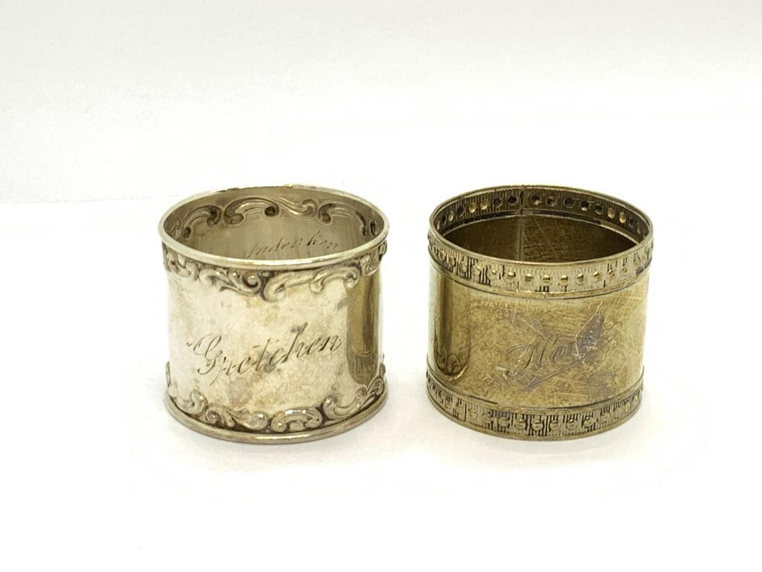 Sterling Silver Napkin Rings: Two sterling silver napkin rings.Total weight: 2 oz.2 3/4 D1 1/2 H