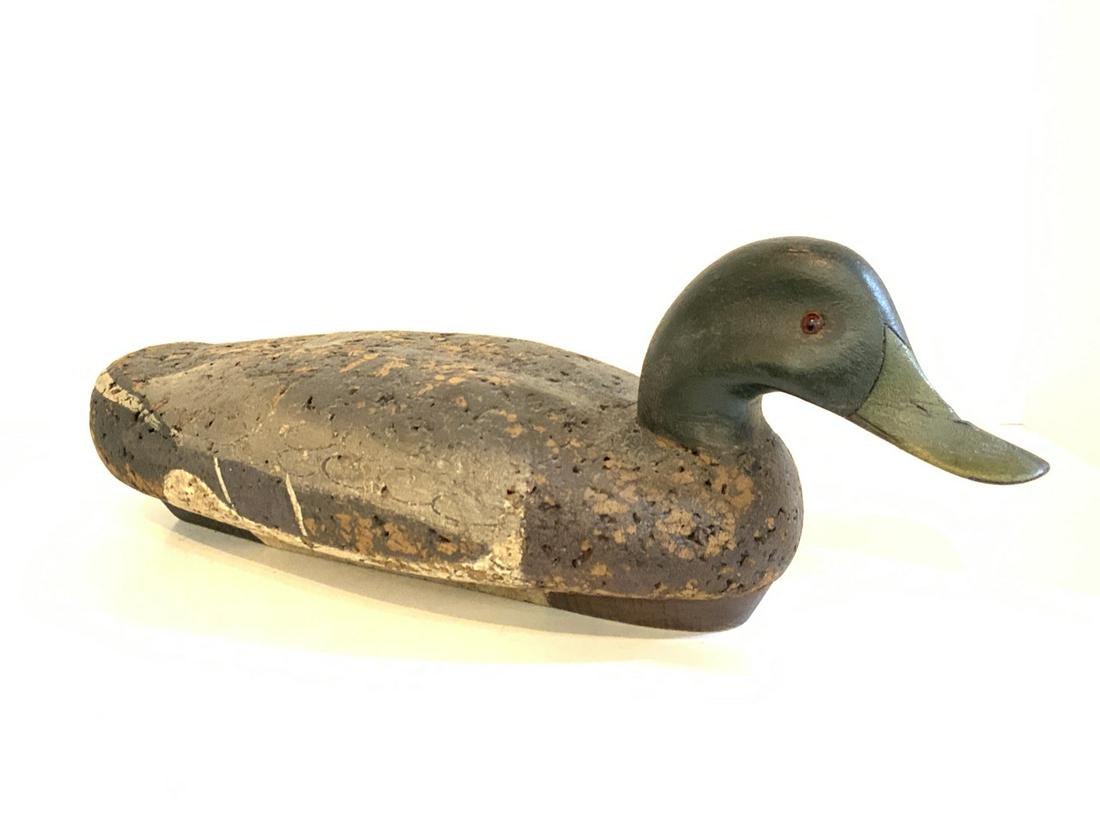Mallard Duck Decoy, Ken Harris, New York: Mallard Duck Decoy, signed at base "Ken Harris" Dimensions: 17.5” x 7” x 6.5”WoodGlass EyesSigned Ken Harris Watertown NY.