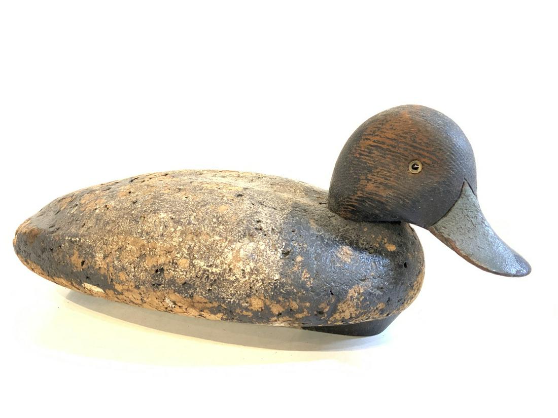 Broad Bill Duck Decoy, Ken Harris, New York: Glass EyesWood Signed Ken Harris Watertown, NY.Dimensions: 14.5” x 8” x 6”
