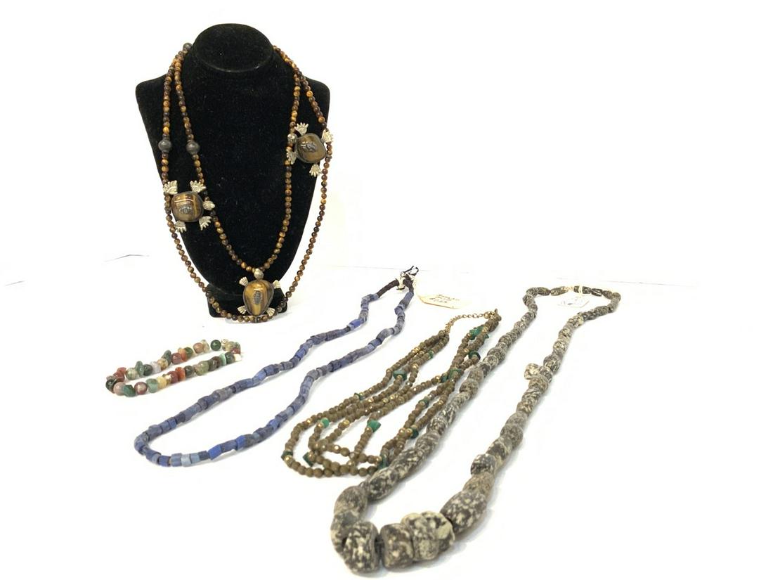 Cat's Eye Turtle Necklace, Trade Beads Lot (1 of 6)