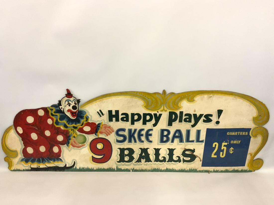 25c. Original Carnival Happy The Clown Skee Ball Sign (1 of 4)