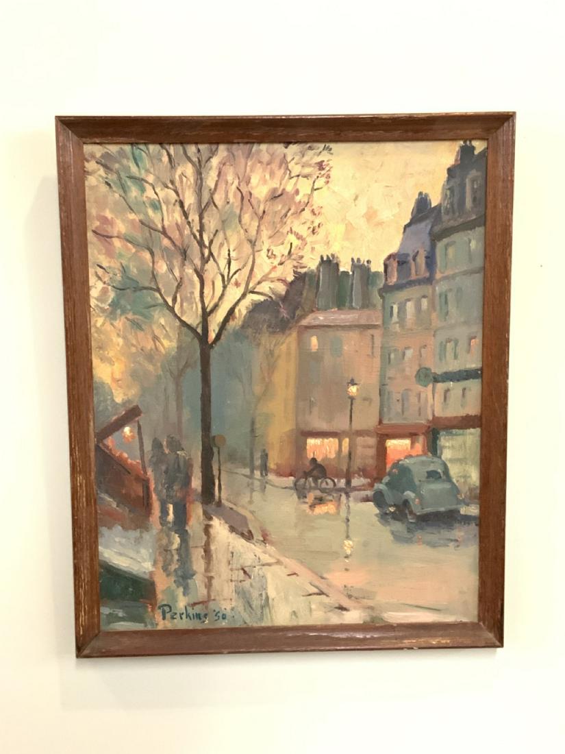 1950's Signed City Block Scene Oil Painting (1 of 4)