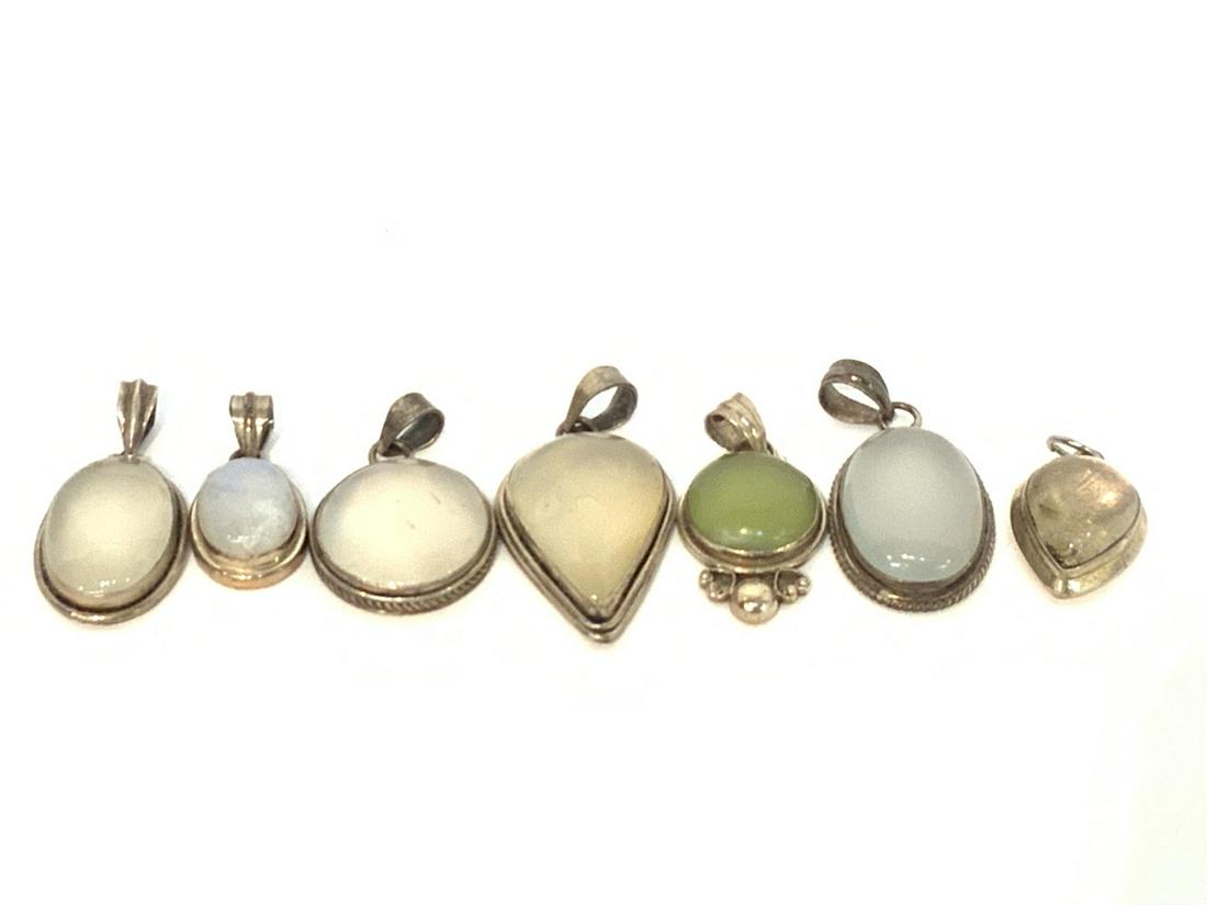 Seven (7) Sterling Silver Moonstone Pendants (1 of 5)