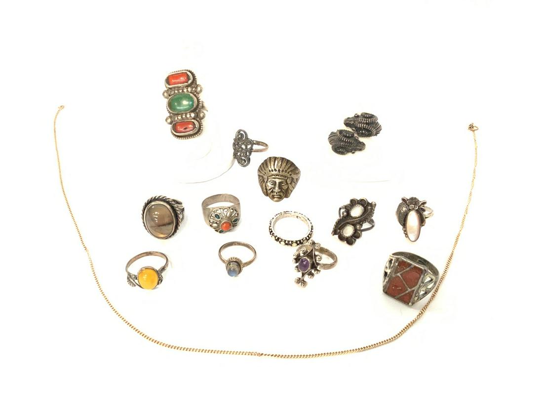 Thirteen (13) Assorted Sterling Silver Rings