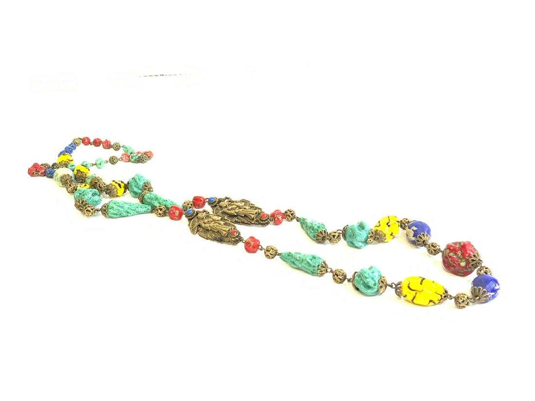 Chinese Story Teller Czech Glass Necklace: Chinese Story Teller Czechoslovakia glass necklace. Dimensions: 17” long
