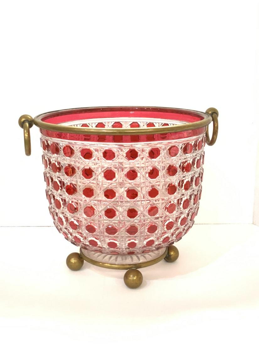 Footed Bohemian Cranberry Flash Glass Bucket (1 of 6)