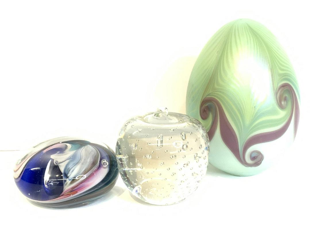 Three (3) Studio Art Glass Paperweights (1 of 5)