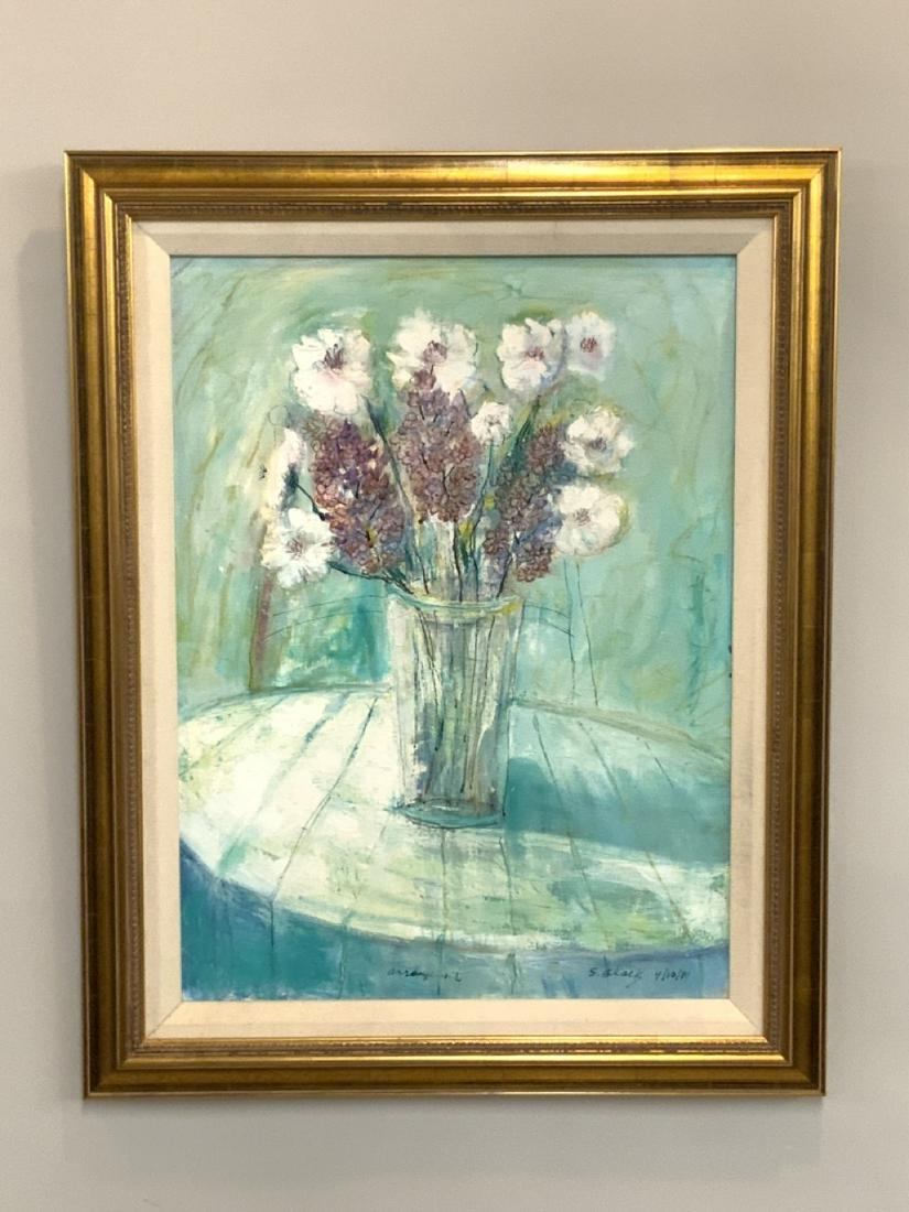 Sanford Stanley Black Still Life Painting: Sanford Stanley Black (American) Still Life Floral Painting Oil on canvas Dimensions: 23 1/4" X 17 1/4" and 30" X 23 1/2"