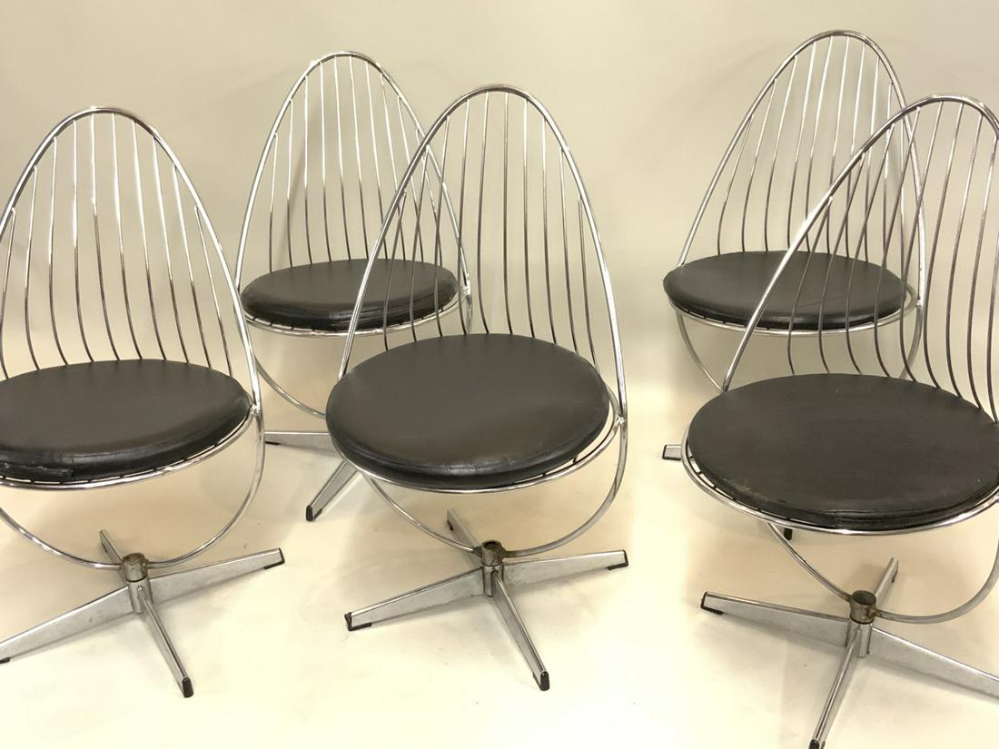 Mid Century Chrome Cone Spindle Back Kitchen Chairs (1 of 5)