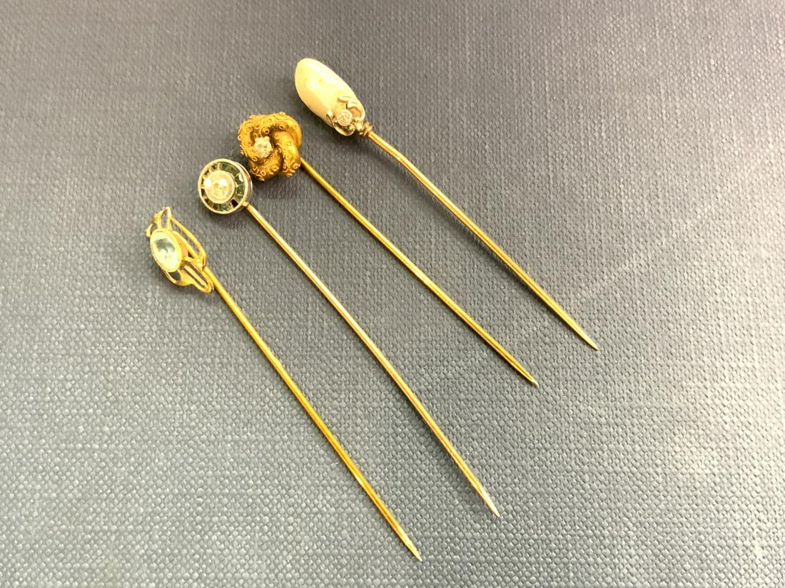 Four (4) Antique Gold Stick Pins (1 of 5)