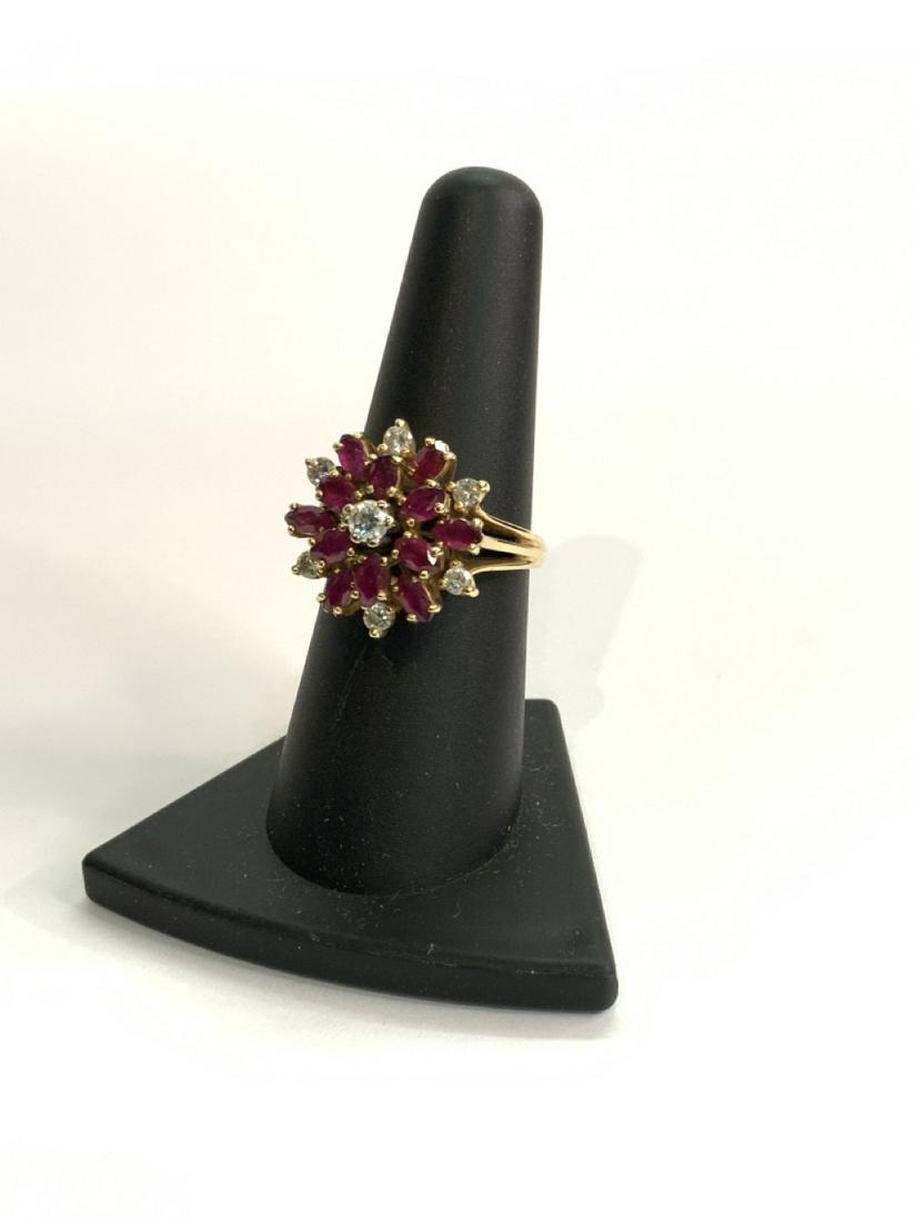 14k y.g. Diamond And Ruby Cocktail Ring (1 of 5)