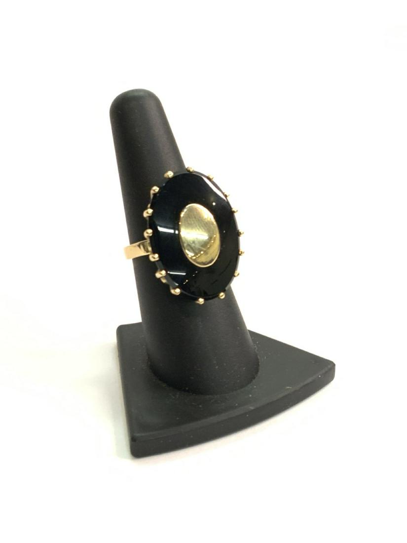 14k y.g. Onyx Large Retro Ring Size 8 (1 of 4)