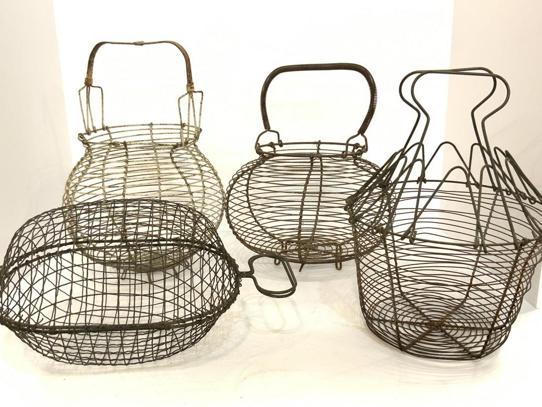 Four (4) Antique Wire Egg Baskets (1 of 6)