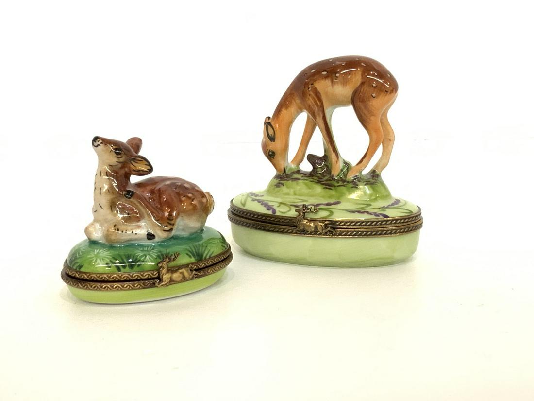 Two (2)  Limoges Porcelain Minature Dresser Boxes (1 of 4)