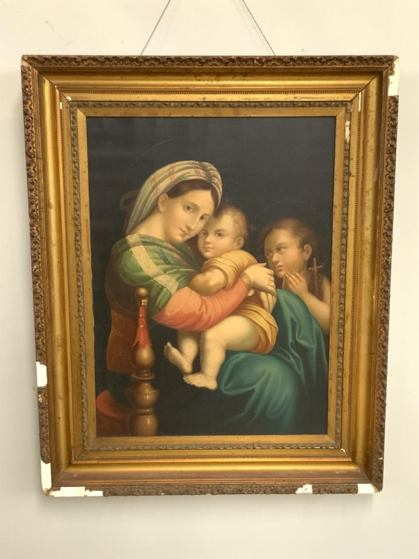 19th c. Madonna & Child After Raphael Oil Painting (1 of 9)