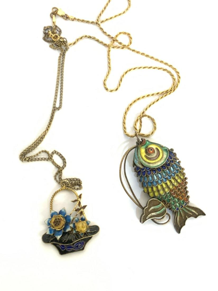 Chinese Silver Enameled Pendants (1 of 3)