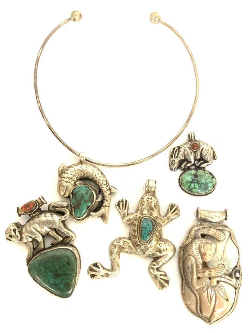 Five (5) Asian Sterling Silver Animal Pendants (1 of 3)