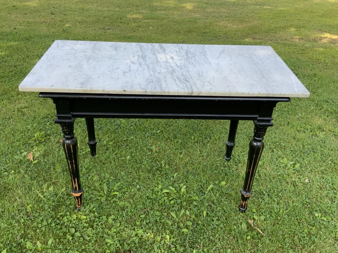 Ebonzied Wood Marble Top Work Table (1 of 3)