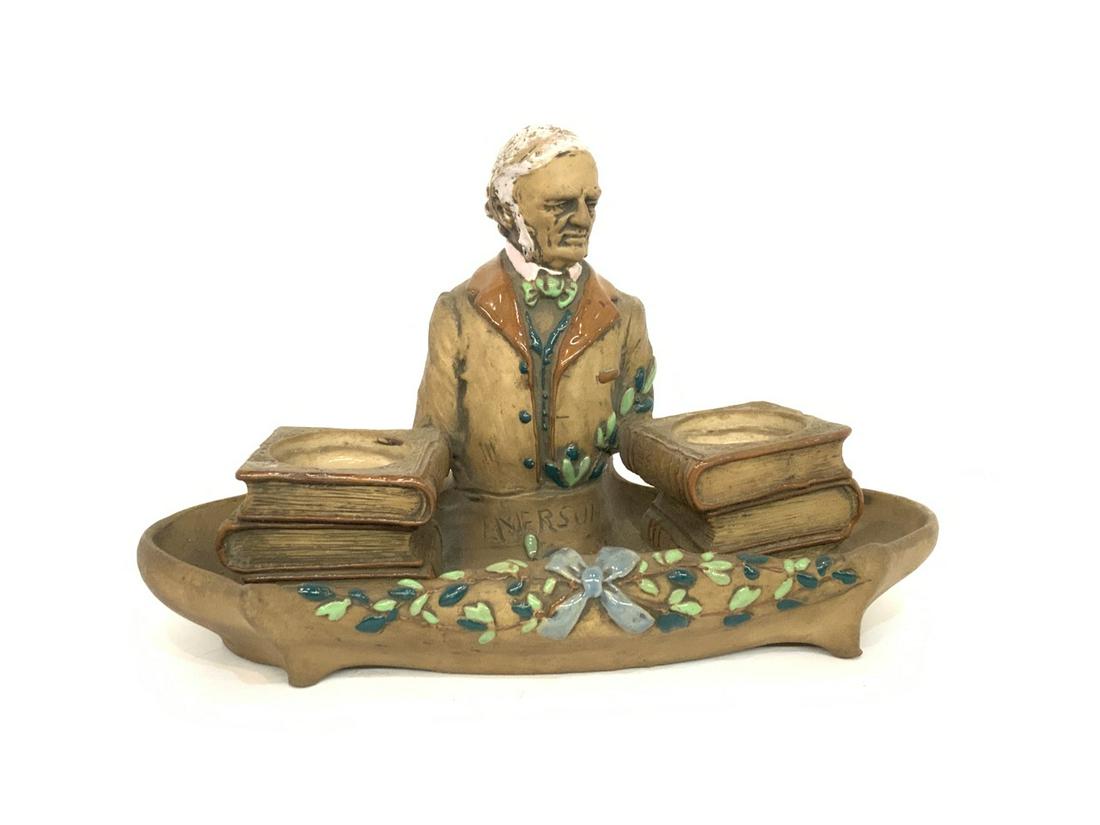 Rare Amphora Ralph Waldo Emerson Double Inkwell (1 of 5)
