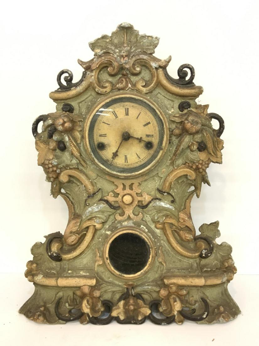 19th c. Cast Iron Victorian Mantle Clock (1 of 4)