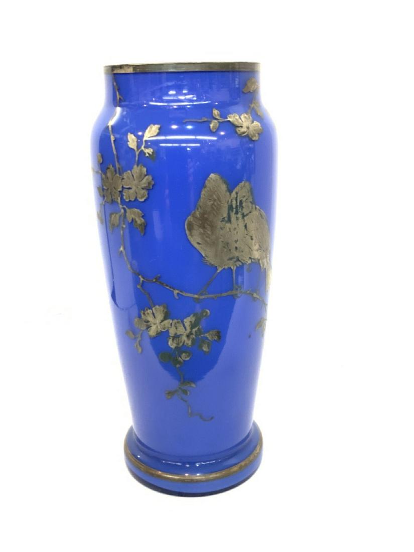 Czech Sterling Silver Overlay Love Birds Vase (1 of 3)